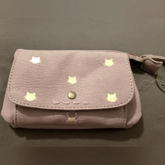 Cat Wristlet purple golden cats - Picture 1 of 5